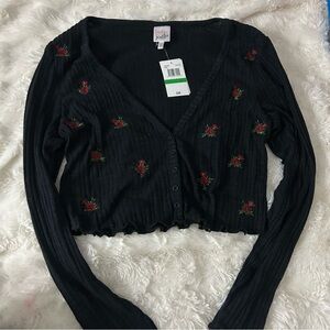 Dark Navy Blue Floral Long sleeve